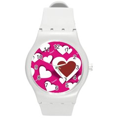 Valentine Hearts  Plastic Sport Watch (medium)