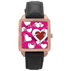 Valentine Hearts  Rose Gold Leather Watch 