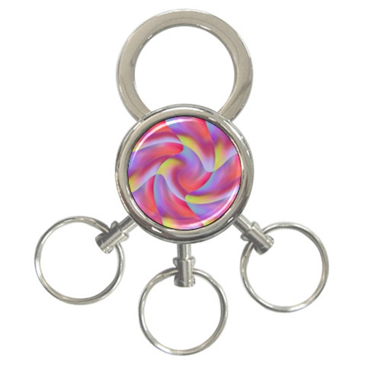 Colored Swirls 3-Ring Key Chain