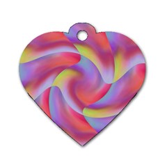 Colored Swirls Dog Tag Heart (one Sided) 