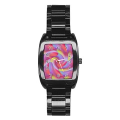 Colored Swirls Stainless Steel Barrel Watch