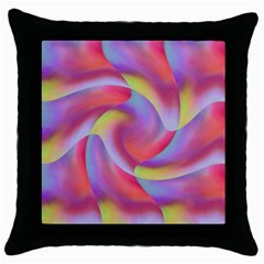 Colored Swirls Black Throw Pillow Case by Colorfulart23