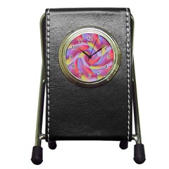 Colored Swirls Stationery Holder Clock