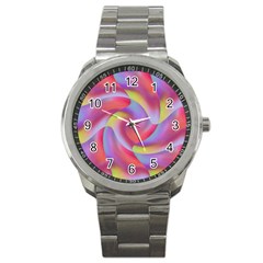 Colored Swirls Sport Metal Watch by Colorfulart23