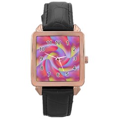 Colored Swirls Rose Gold Leather Watch 