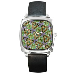 Elegant Retro Art Square Leather Watch by Colorfulart23