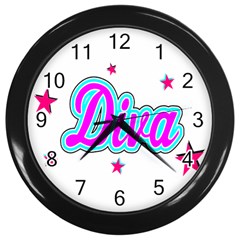  Pink Diva Wall Clock (black)