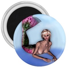 Mermaid On The Beach 3  Button Magnet