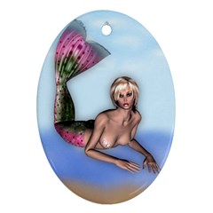 Mermaid On The Beach Oval Ornament