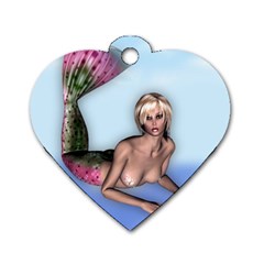 Mermaid On The Beach Dog Tag Heart (one Sided)  by goldenjackal