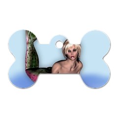 Mermaid On The Beach Dog Tag Bone (one Sided)