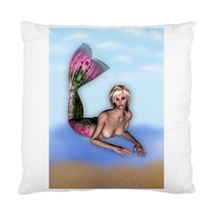 Mermaid On The Beach Cushion Case (two Sided)  by goldenjackal