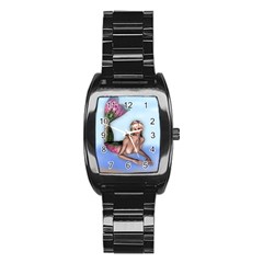 Mermaid On The Beach Stainless Steel Barrel Watch by goldenjackal