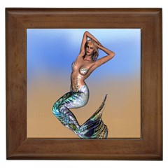 Sexy Mermaid On Beach Framed Ceramic Tile by goldenjackal