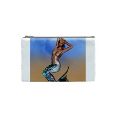 Sexy Mermaid On Beach Cosmetic Bag (small) by goldenjackal