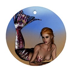 Mermaid On The Beach  Round Ornament