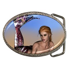 Mermaid On The Beach  Belt Buckle (oval)