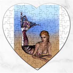 Mermaid On The Beach  Jigsaw Puzzle (heart) by goldenjackal