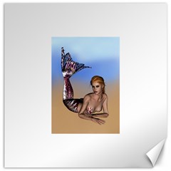 Mermaid On The Beach  Canvas 12  X 12  (unframed) by goldenjackal