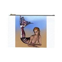 Mermaid On The Beach  Cosmetic Bag (large) by goldenjackal