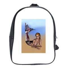 Mermaid On The Beach  School Bag (large) by goldenjackal