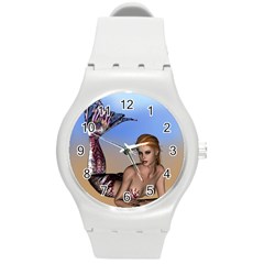 Mermaid On The Beach  Plastic Sport Watch (medium) by goldenjackal