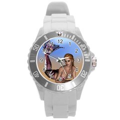 Mermaid On The Beach  Plastic Sport Watch (large) by goldenjackal