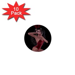 Miss Bunny In Red Lingerie 1  Mini Button (10 Pack) by goldenjackal