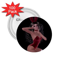 Miss Bunny In Red Lingerie 2 25  Button (100 Pack) by goldenjackal