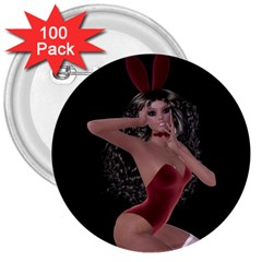 Miss Bunny In Red Lingerie 3  Button (100 Pack) by goldenjackal