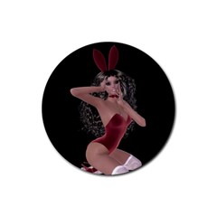 Miss Bunny In Red Lingerie Drink Coasters 4 Pack (round) by goldenjackal