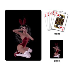 Miss Bunny In Red Lingerie Playing Cards Single Design by goldenjackal