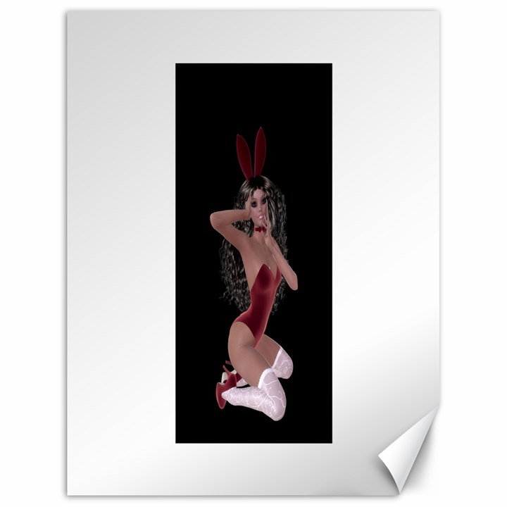 Miss Bunny In Red Lingerie Canvas 18  x 24  (Unframed)