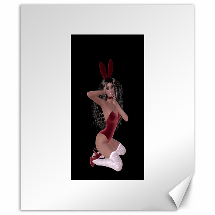 Miss Bunny In Red Lingerie Canvas 20  x 24  (Unframed)