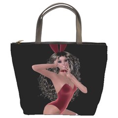 Miss Bunny In Red Lingerie Bucket Handbag by goldenjackal