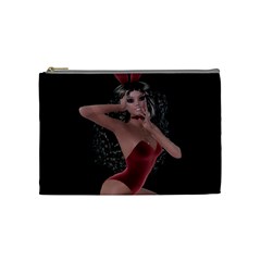 Miss Bunny In Red Lingerie Cosmetic Bag (medium) by goldenjackal