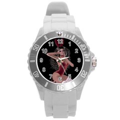 Miss Bunny In Red Lingerie Plastic Sport Watch (large) by goldenjackal