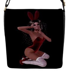 Miss Bunny In Red Lingerie Flap Closure Messenger Bag (small) by goldenjackal