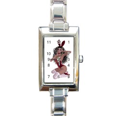 Miss Bunny In Red Lingerie Rectangular Italian Charm Watch