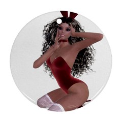 Miss Bunny In Red Lingerie Round Ornament by goldenjackal