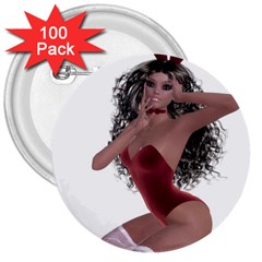 Miss Bunny In Red Lingerie 3  Button (100 Pack)