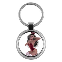 Miss Bunny In Red Lingerie Key Chain (round) by goldenjackal