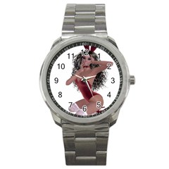 Miss Bunny In Red Lingerie Sport Metal Watch by goldenjackal