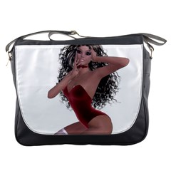 Miss Bunny In Red Lingerie Messenger Bag by goldenjackal