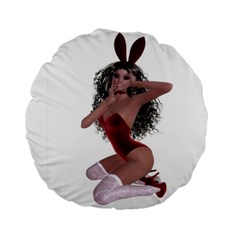 Miss Bunny In Red Lingerie 15  Premium Round Cushion 