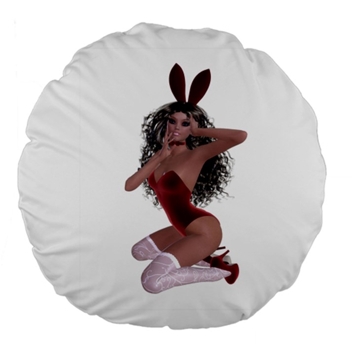 Miss Bunny in red lingerie 18  Premium Round Cushion 