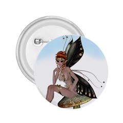 Fairy Sitting On A Mushroom 2 25  Button by goldenjackal