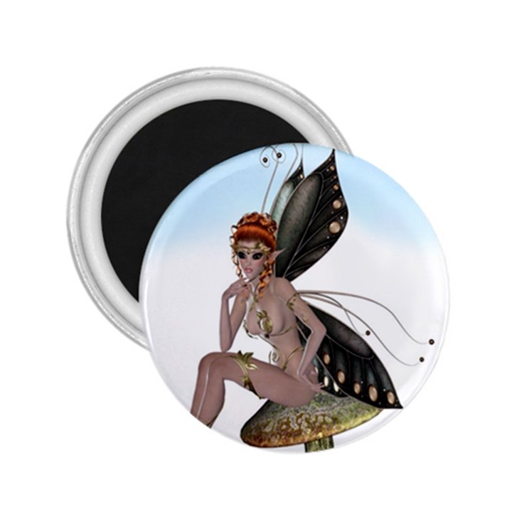 Fairy Sitting On A Mushroom 2.25  Button Magnet