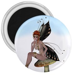 Fairy Sitting On A Mushroom 3  Button Magnet by goldenjackal