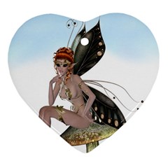 Fairy Sitting On A Mushroom Heart Ornament